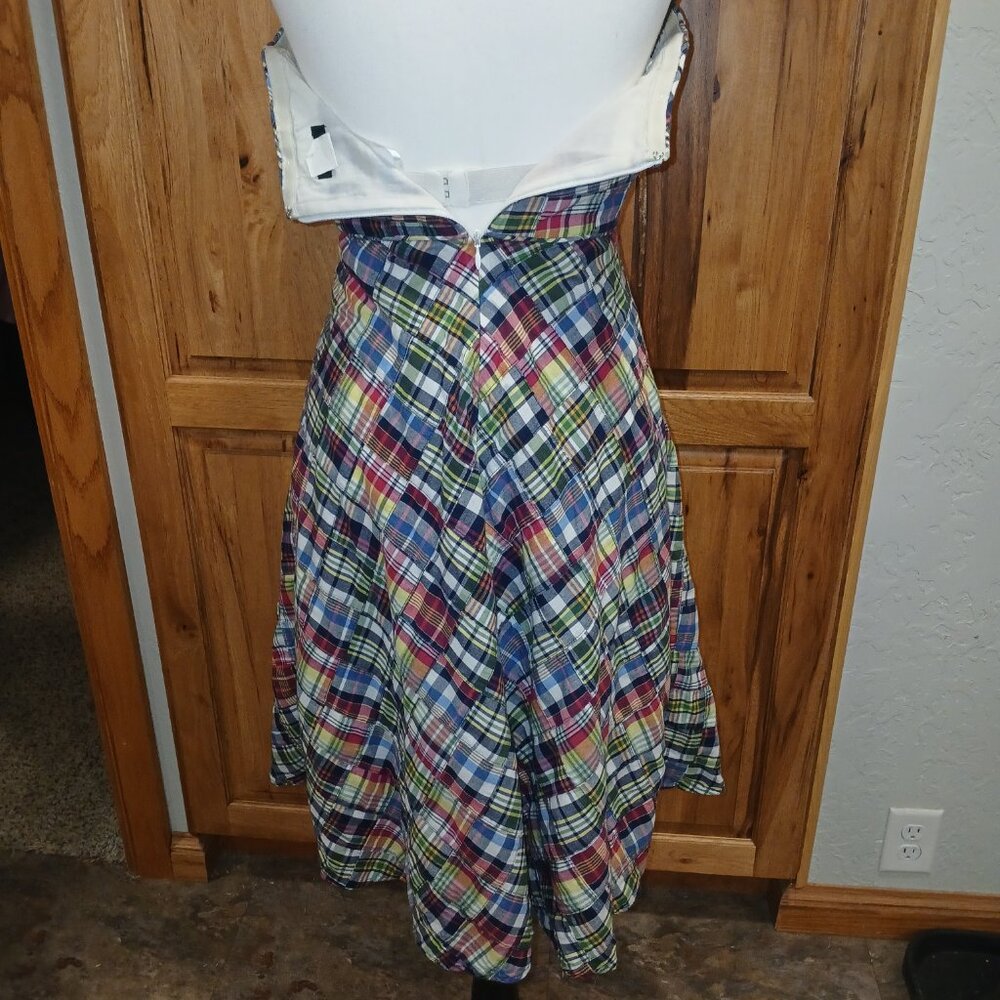 J.Crew Strapless Patchwork Madras Plaid Dress – Size 4 - Picture 4 of 7